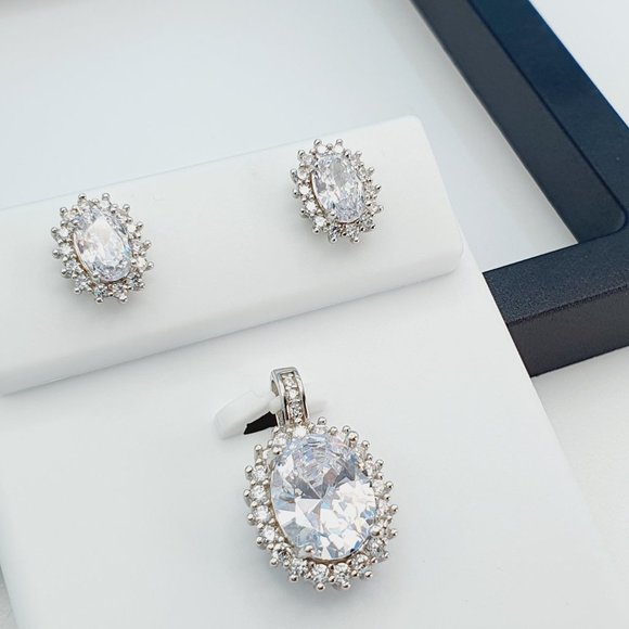 "925 Sterling Silver Cubic Zircon Jewelry Set, UU1P7A7043 - Picture 2 of 8